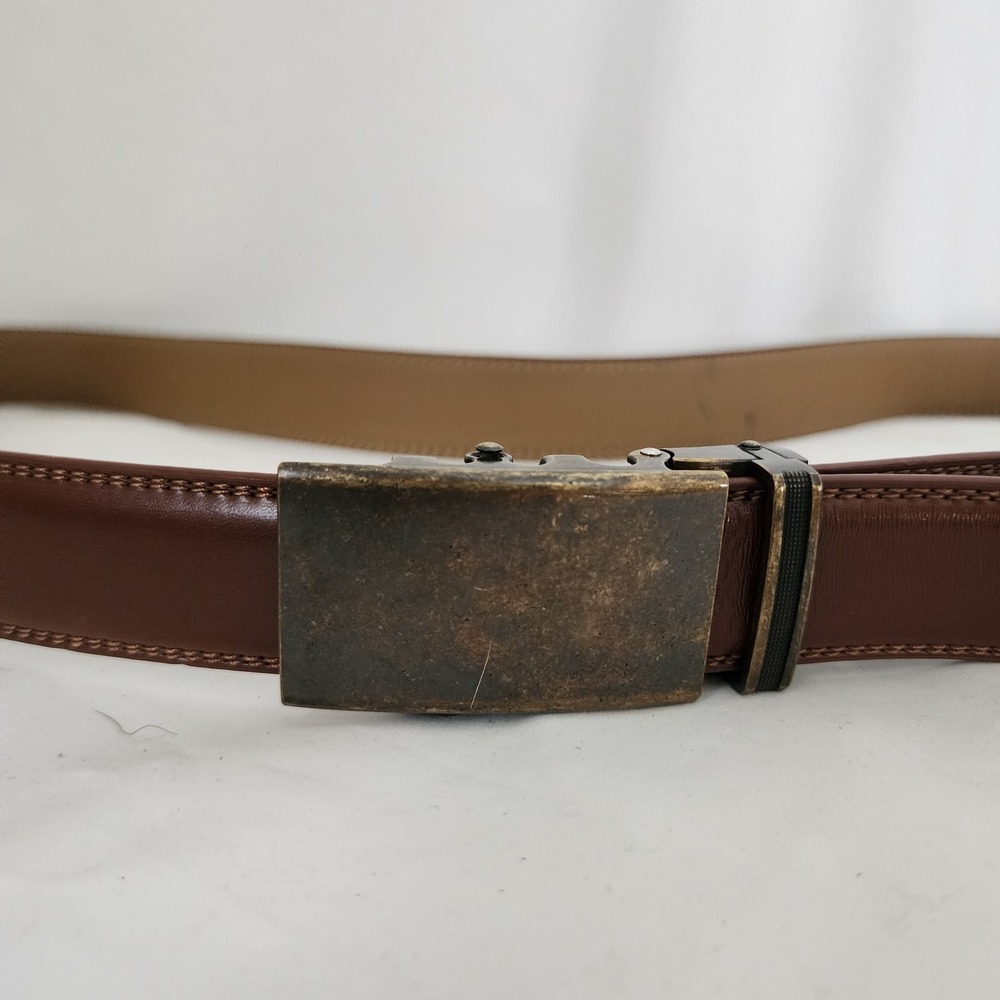 Mio Marino Mens Brown Leather Belt Made in Italy Adjustable Ratchet Up to 54